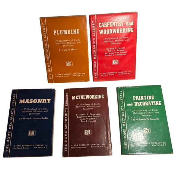 Vtg Home Mechanics Library Metalworking Masonry Plumbing Carpentry Painting - Picture 1 of 16